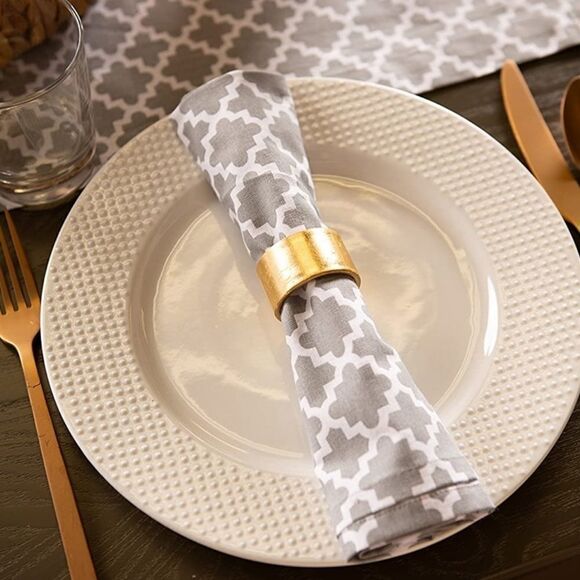 Grey Lattice Print Cloth Napkins - Picture 2 of 7